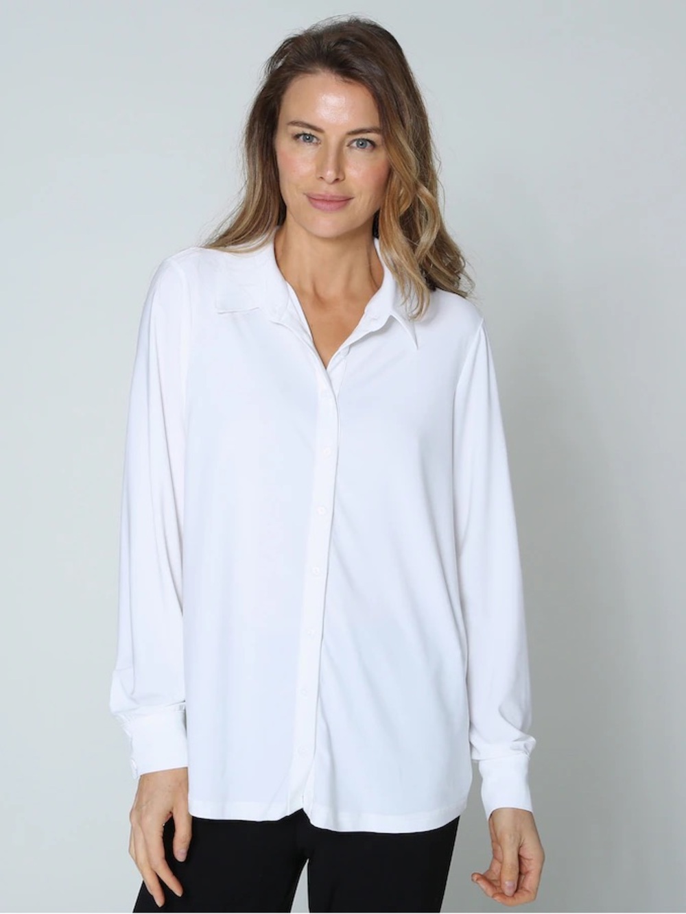 Joe Fresh White Button-Up Long Sleeve Top Tunic